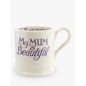 Emma Bridgewater 'Mum Is Beautiful' Half Pint Mug, 284ml, White/Purple Emma Bridgewater 'Mum Is Beautiful' Half Pint Mug, 284ml, White/Purple