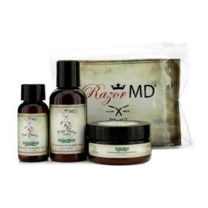 Rx Shave Trio Herbal Blend Post Shave Lotion 60ml Pre Shave Oil 30ml Shave Cream 60ml For Men by Razor Md 3pcs - All