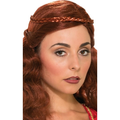 Red Auburn Medieval Fantasy Princess Hair Braid Headband Accessory - Standard Size 