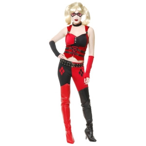 Womens Sexy Black And Red Harley Quinn Style Corset Costume - Womens Medium (8-10) approx 27.5 waist~ 39 hips~ 37.5 bust~ B-C