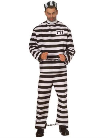 Adult's Inmate Prisoner Man Black and White Striped Costume from ...