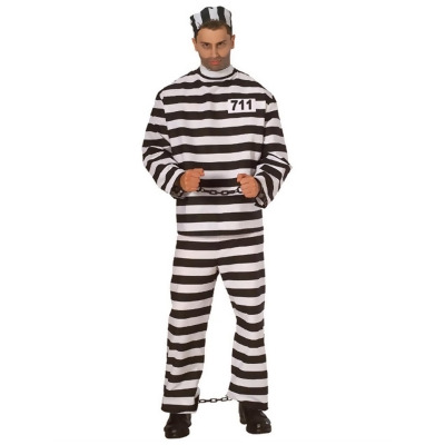 Adult's Inmate Prisoner Man Black and White Striped Costume from ...