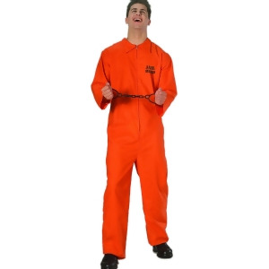 Adult's Jail Bird Prisoner Orange Jumpsuit Costume - Mens Standard (44) 44" chest~ 5'9" - 5'11" approx 170-190lbs