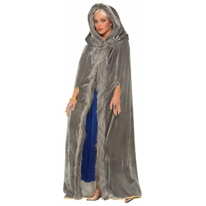Adult Grey Gray Faux Fur Trimmed Thrones Game Medieval Renaissance Hooded Cape Standard Size - All