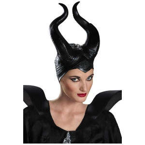 Womens Deluxe Black Maleficent Evil Witch Costume Accessory Horns Headpiece Standard Size - All