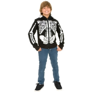 Child Boys Evil Dead Skeleton Skull Black And White Hoodie Mask Sweatshirt - Large 11-13~ 30-32 waist
