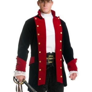 Adult's Mens Pirate Prince Wine And Black Velvet Captain Costume Jacket Coat - XL:  46-48" chest~ approx 200-230lbs