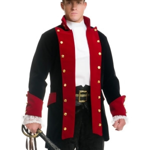 Adult's Mens Pirate Prince Wine And Black Velvet Captain Costume Jacket Coat - Large:  42-44" chest~ approx 190-210lbs