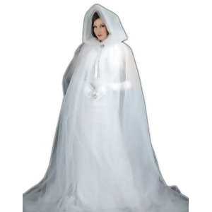 Adult's Ghost Phantom Scary White Hooded Cape Costume Accessory Standard size - All