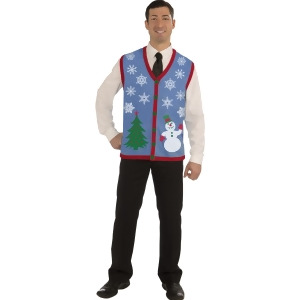 Adults Mens Snowflake Snowman Ugly Christmas Sweater Party Vest - Medium (40" Chest)