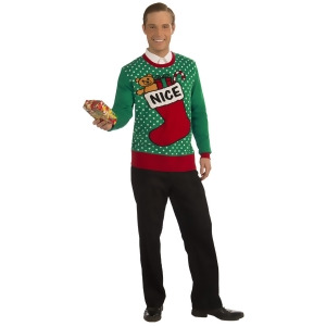 Adults Mens Nice Stocking Ugly Christmas Sweater Party Sweatshirt - Medium (40" Chest)