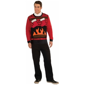 Adults Mens Fireplace Hearth Stockings Ugly Christmas Eve Party Sweater - Large (44" Chest)