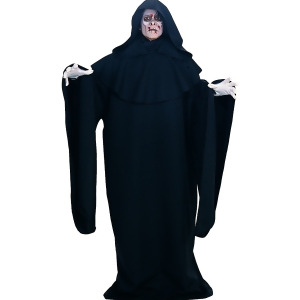 Adult Mens Scary Black Grim Reaper Costume Plus Size 44-52 Horror Robe With Hood Mens Plus Size 44-52 52 chest 5'11 6'1 approx 220-280lbs - All