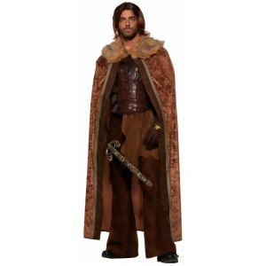 Adult Brown Faux Fur Trimmed Medieval King Accessory Cape Standard Size - All