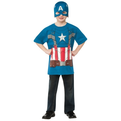Child's Marvel Retro Captain America T-Shirt With Mask Costume 