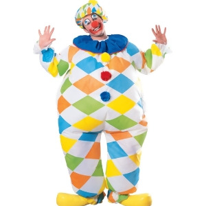 Adult Full Body Inflatable Colorful Clown Jumpsuit Costume Mens Standard 44 44 chest 5'9 5'11 approx 170-190lbs - All