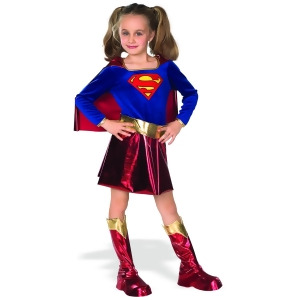 Child's Girl's Dc Comics Justice League Supergirl Dress Costume - Girls Large (12-14) for ages 8-10 approx 31"-34" waist~ 55-60" height