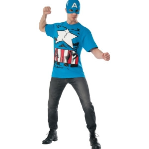Adult Mens Marvel Vintage Comic Book Captain America Costume T-shirt Mask - Mens Medium (38-40) 38-40" chest~ 5'7" - 6'1" approx 120-150lbs