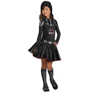 Child's Girl's Star Wars Evil Sith Lord Darth Vader Costume - Girls Large (12-14) for ages 8-10 approx 31"-34" waist~ 55-60" height