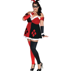 Adult Womens Dc Comics Batman Harley Quinn Villain Plus Sized Costume Womens Plus Size 14-16 approx 42-44 chest 35-38 waist - All