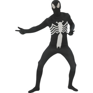 Adult Mens Marvel Comics Hero Black Spiderman 2nd Skin Full Body Jumpsuit - Mens Medium (38-40) 38-40" chest - 5'4" approx 120-150lbs