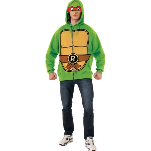 Adult's Mens Teenage Mutant Ninja Turtles Tmnt Raphael Zip Up Hoodie - Mens Standard (44) 44" chest~ 5'9" - 5'11" approx 170-190lbs