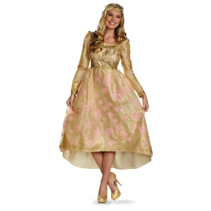 Womens Deluxe Maleficent Aurora Sleeping Beauty Coronation Gold Gown Costume - Womens X-Large (18-20) approx 37-39 waist~ 47-49 hips~ 45-47 bust~ 175-
