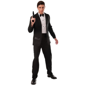 Adults Mens Black White Formal Butler Gentleman Tuxedo Black Tie Spy Costume - Mens Large (42) 5'7" - 6'1" approx 150-180lbs