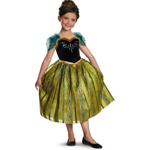 Childs Girls Disney Classic Deluxe Frozen Anna Coronation Gown Costume - Girls Medium (7-8) for ages 5-7~ 48-60 lbs approx 26"-27" chest~ 23"-24" wais