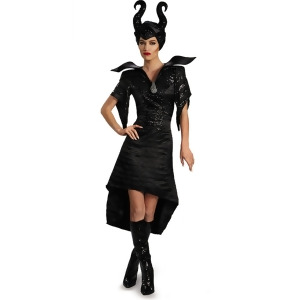 Womens Deluxe Glam Maleficent Black Christening Evil Witch Gown Costume - Womens Large (12-14) approx 30-32 waist~ 41-43 hips~ 38-40 bust~ 135-145 lbs