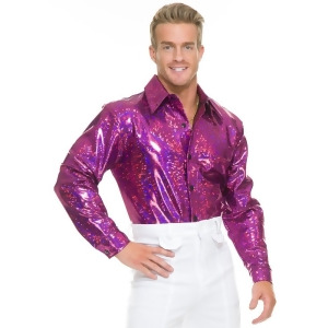 Mens Adult's 70s Metallic Shiny City Lights Disco Shirt Costume - Extra-Small:  34-36" chest~ approx 150-180lbs