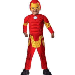 Toddlers Marvel Comics Avengers Muscle Chest Iron Man Costume Size 2T-4t Toddler 2-4 approx 22 chest waist for 35-39 height - All