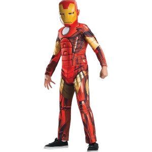 Child's Marvel Comics Avengers Deluxe Iron Man Muscle Jumpsuit Costume - Boys Large (12-14) for ages 8-10 approx 31"-34" waist~ 55-60" height