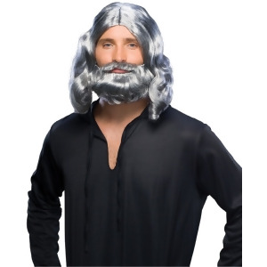 Men's Grey Biblical Beard And Wig Costume Accessory Standard size - All