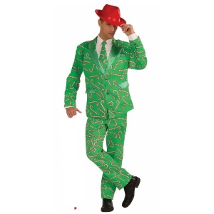 Adult's Mens Christmas Holiday Novelty Candy Cane Suit Costume - Mens X-Large (44-48) 44-48" chest~ 5'9" - 6'2" approx 190-210lbs