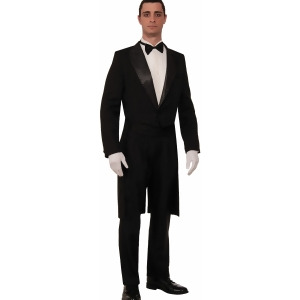 Mens Black White Formal Butler Gentleman Tuxedo Black Tie Tailcoat Costume - Mens XL (44-48) 5'9" - 6'2" approx 195-215lbs