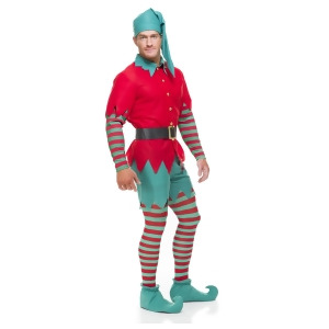 Adult's Holiday Christmas Elf Costume With Leggings - Mens Large (42-44) 42-44" chest~ 5'8" - 6'2" approx 175-190lbs