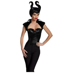 Womens Deluxe Sexy Black Maleficent Evil Witch Bustier Corset Top Costume - Womens Large (12-14) approx 30-32 waist~ 41-43 hips~ 38-40 bust~ 135-145 l
