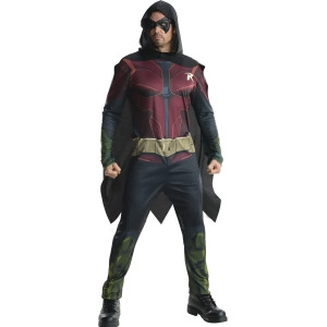 Adult Mens Batman Dc Comics Arkham City Origins Asylum Robin Costume - Mens Large (42-44) 42-44" chest~ 5'8" - 6'2" approx 175-190lbs