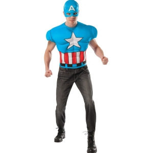 Adults Men's Marvel Comics Avengers Captain America Muscle Costume Large 44 Mens Standard 44 44 chest 5'9 5'11 approx 170-190lbs - All