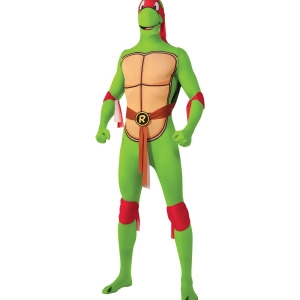 Mens Teenage Mutant Ninja Turtles Raphael 2nd Skin Full Body Jumpsuit Costume - Mens Large (42-44) 42-44" chest~ 5'4" - 5'10" approx 175-190lbs