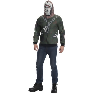 Adult's Mens Jason Friday The 13th Horror Zip Up Hoodie Costume - Mens Standard (44) 44" chest~ 5'9" - 5'11" approx 170-190lbs