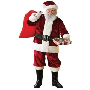 Adult Mens Deluxe Christmas Crimson Premier Plush Santa Suit Costume Large 44 Mens Standard 44 44 chest 5'9 5'11 approx 170-190lbs - All