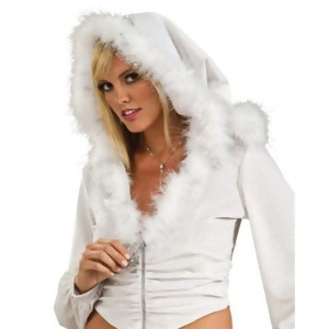 Womens Sexy Christmas Snow Bunny Plush White Zip Up Hoodie Costume Accessory Medium - All