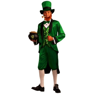 Adult's Mens St. Patrick's Day Formal Green Leprechaun Suit And Hat Costume Mens Standard 42 42 chest 5'9 5'11 approx 170-190lbs - All
