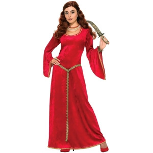 Womens Medieval Red Ruby Sorceress Queen Thrones Game Costume Standard 6-12 Womens Large 14-16 approx 40-42 bust 31-34 waist - All