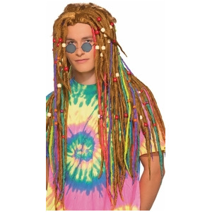 Hippie Rasta Blonde Rainbow Dreadlock Rastafarian Dreads Wig Costume Accessory Standard size - All