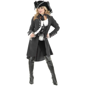 Womens Pirate Lady Vixen Jacket Gun Metal Grey - X-Large 14-16 approx 32-36 waist~ 40-42 bust