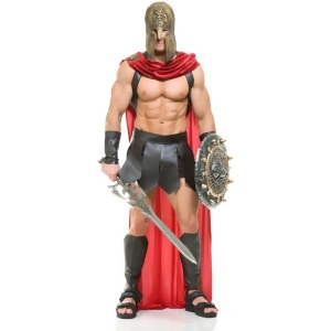 Men's Spartan Warrior With Red Cape Complete Costume Set - Mens Small (36-38) 36-38" chest~ 5'6" - 5'10" approx 120-145lbs