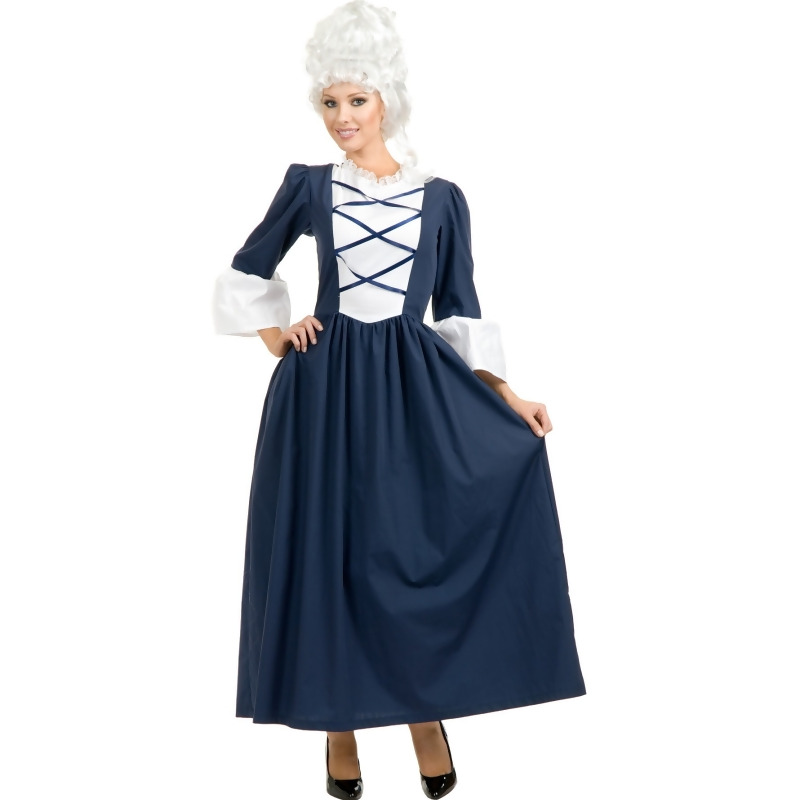 Details about   Deluxe Woman's Blue Colonial Costume by Funny Fashion size Med Only